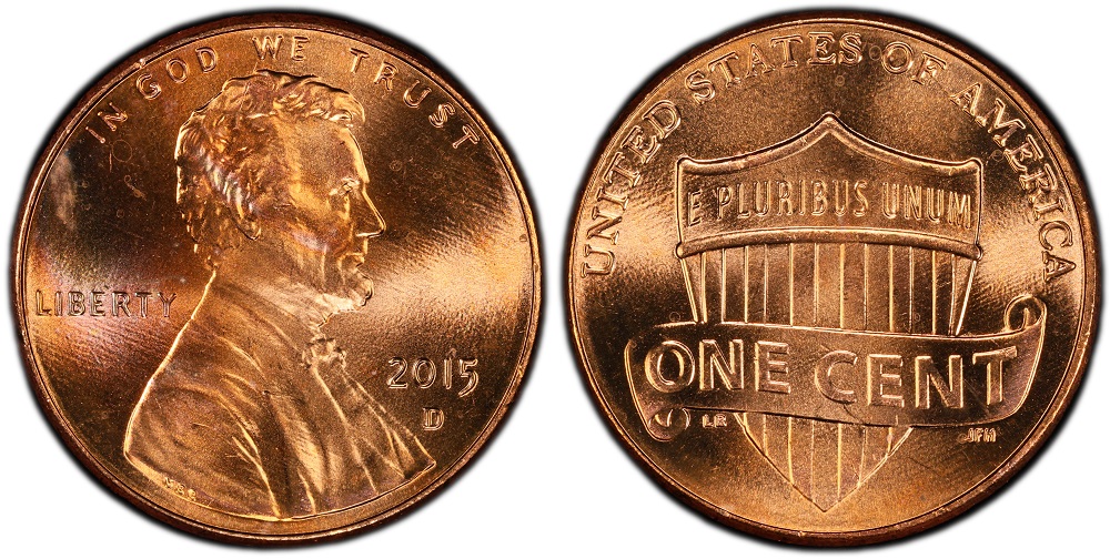 2015 penny DDO comparison: normal coin vs WDDO-006 doubled die obverse showing doubling on LIBERTY lettering