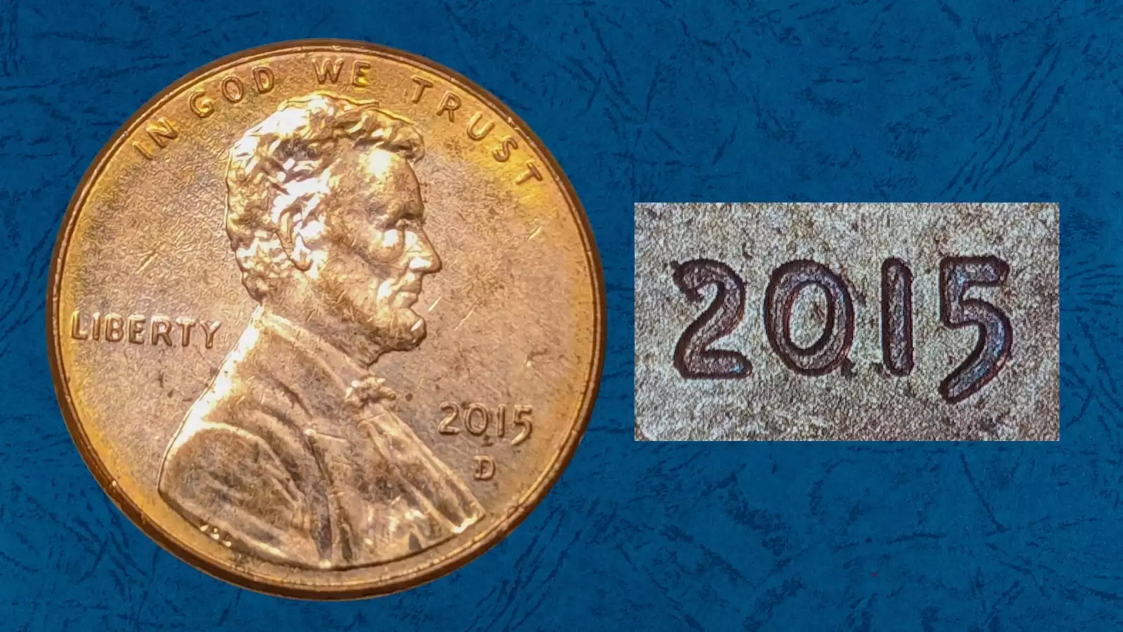 2015 penny WDDO-006 doubled die obverse close-up showing doubled LIBERTY lettering