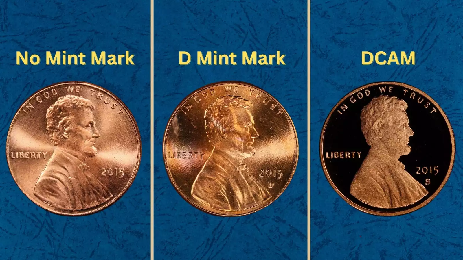 Group of 2015 Lincoln Shield cents showing various grades and mint marks from worn to gem uncirculated